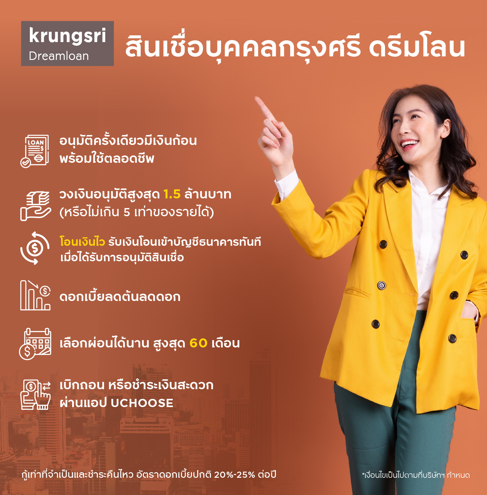 สินเชื่อส่วนบุคคลกรุงศรี ดรีมโลน