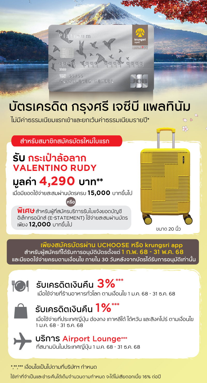 สมัครบัตรเครดิต กรุงศรี เจซีบี แพลทินัม